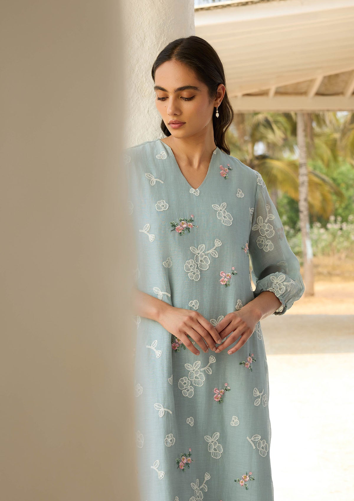 Sky Thread Embroidered Dress