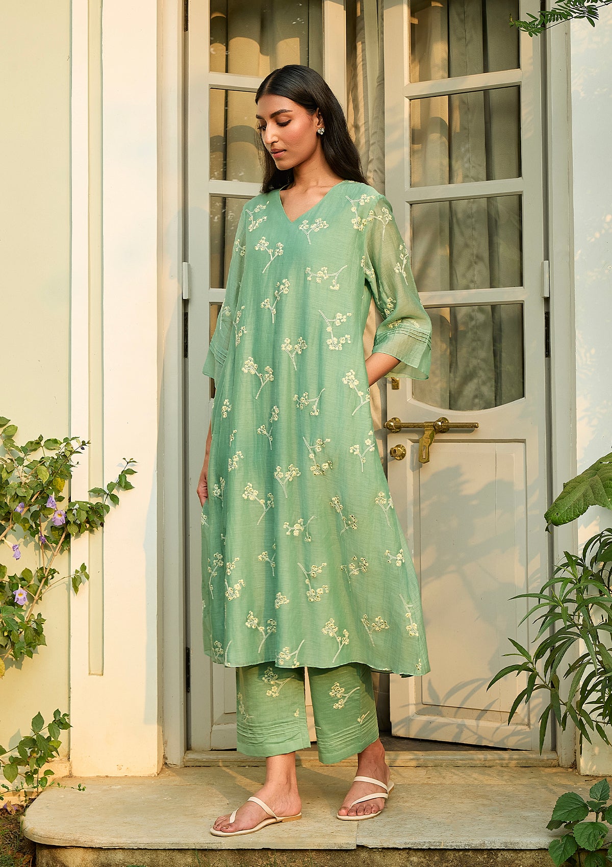 Verdant Embroidered Floral Co-ord Set