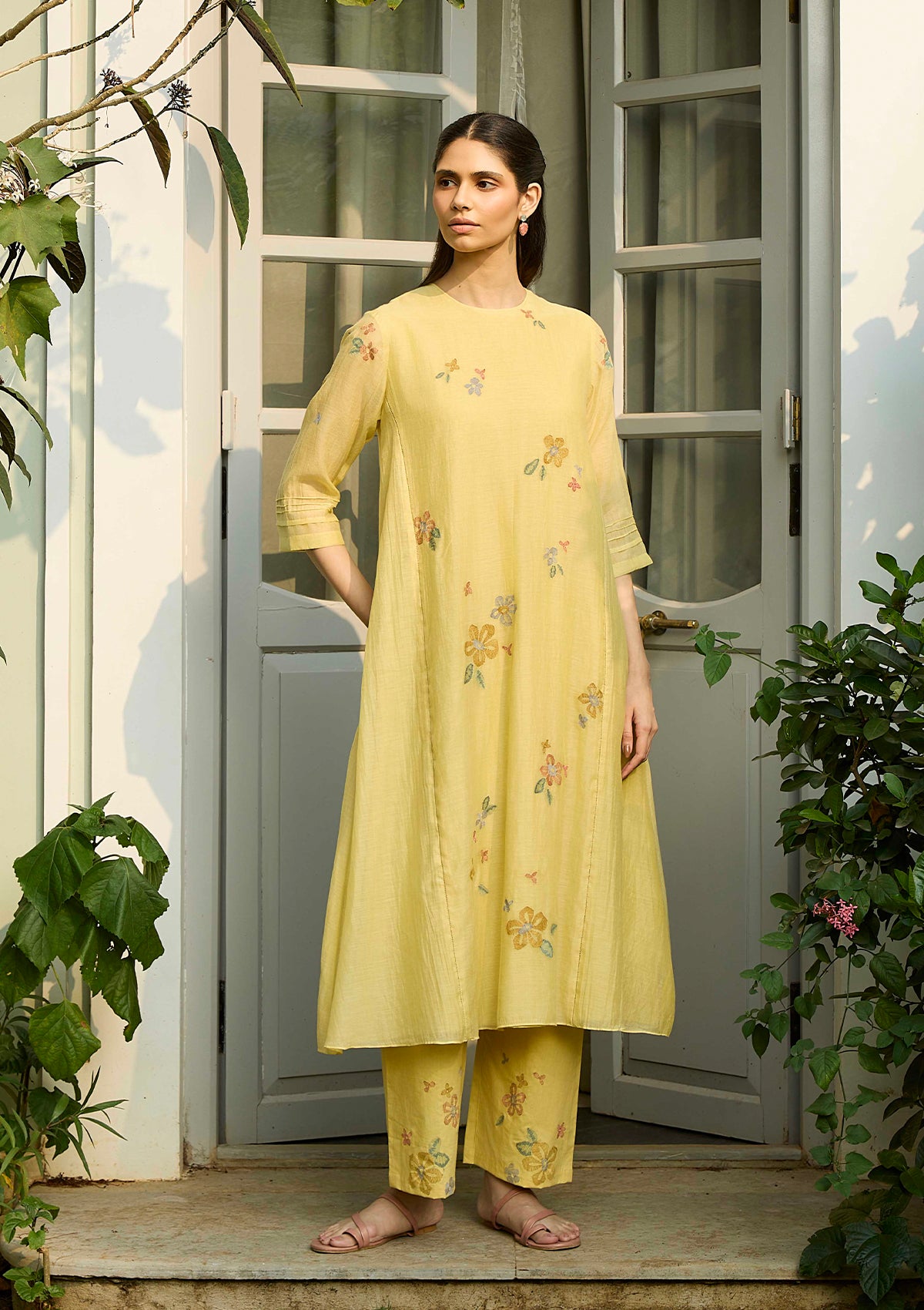 Lemon Embroidered Bloom Co-ord Set