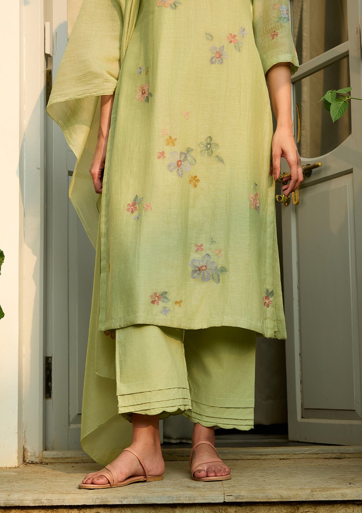 Lime Embroidered Kurta Set