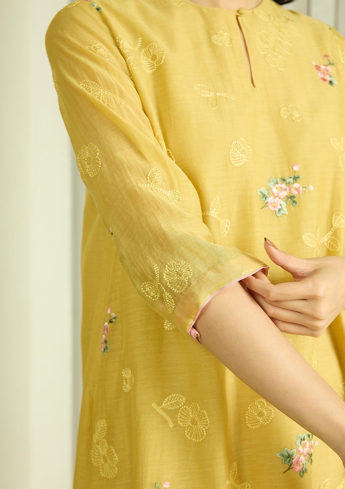 Lemon Thread Embroidered Co-ord Set