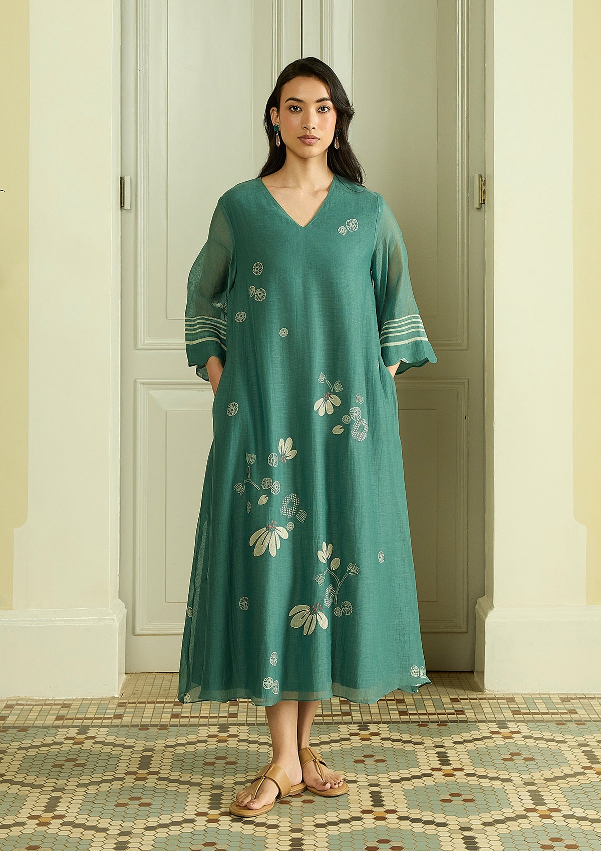 Emerald Applique Dress