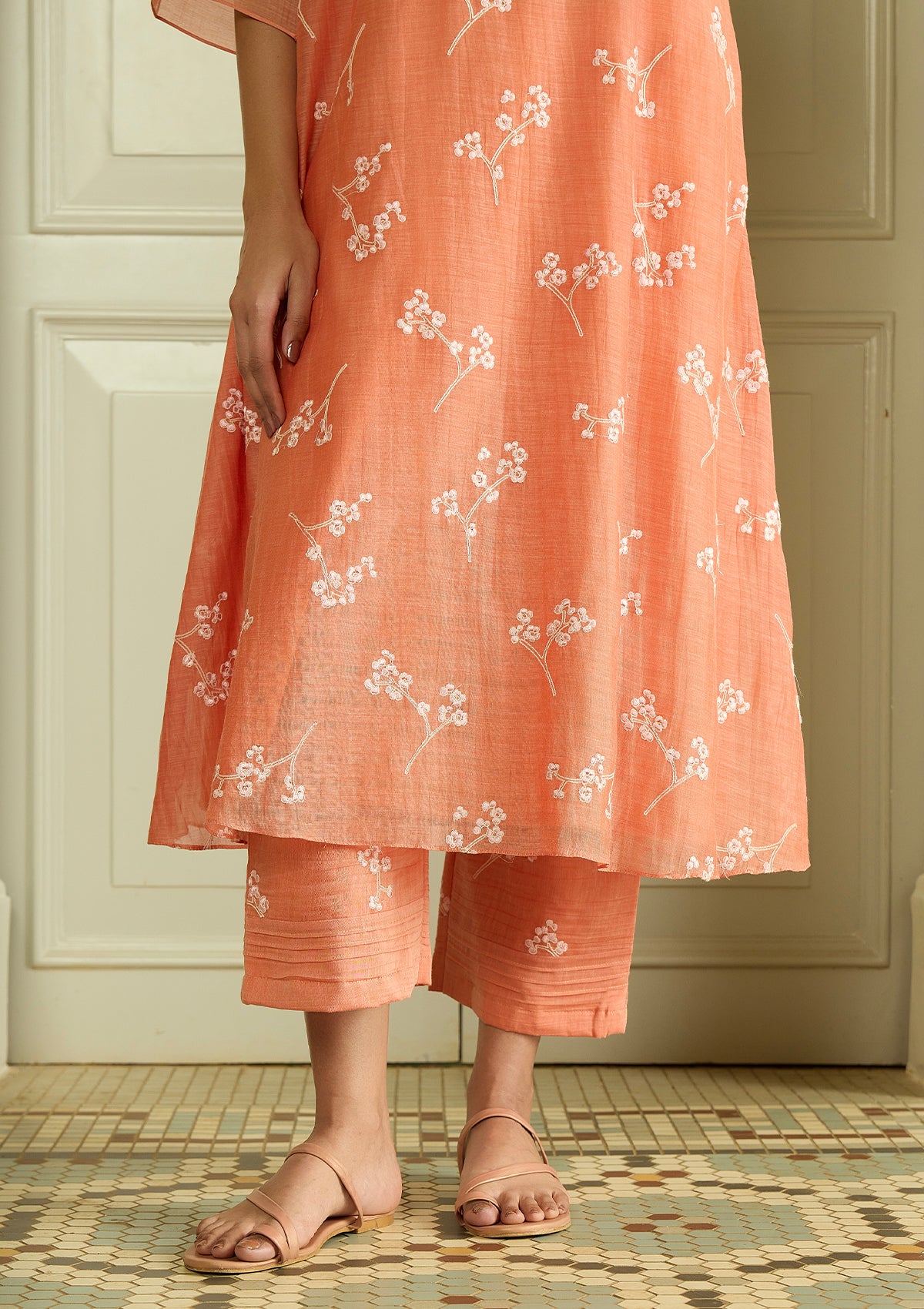 Tangerine Embroidered Co-ord Set