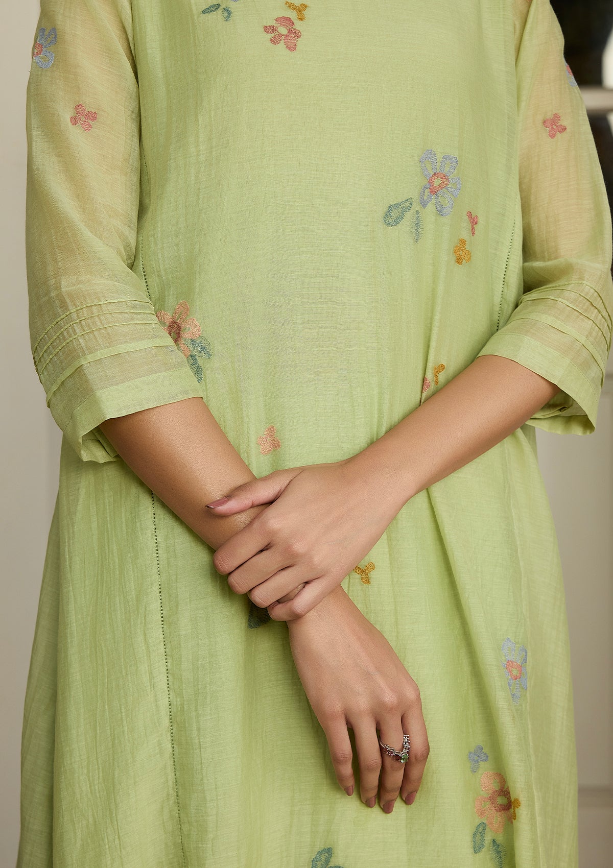 Lime Embroidered Floral Co-ord Set