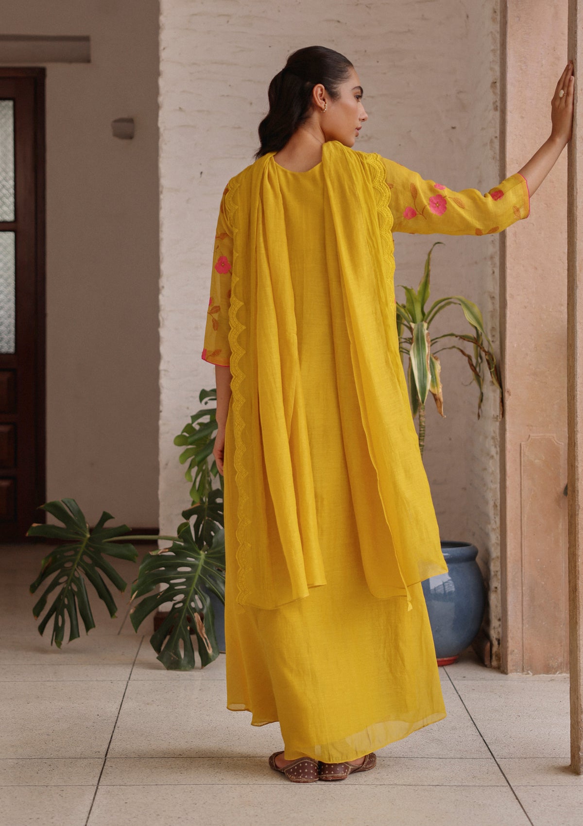 Canary Bloom Embroidered Anarkali