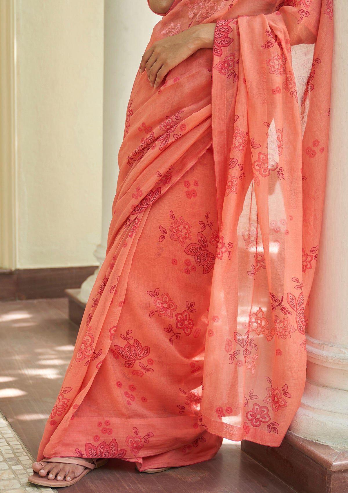 Hibiscus Floral Applique Saree