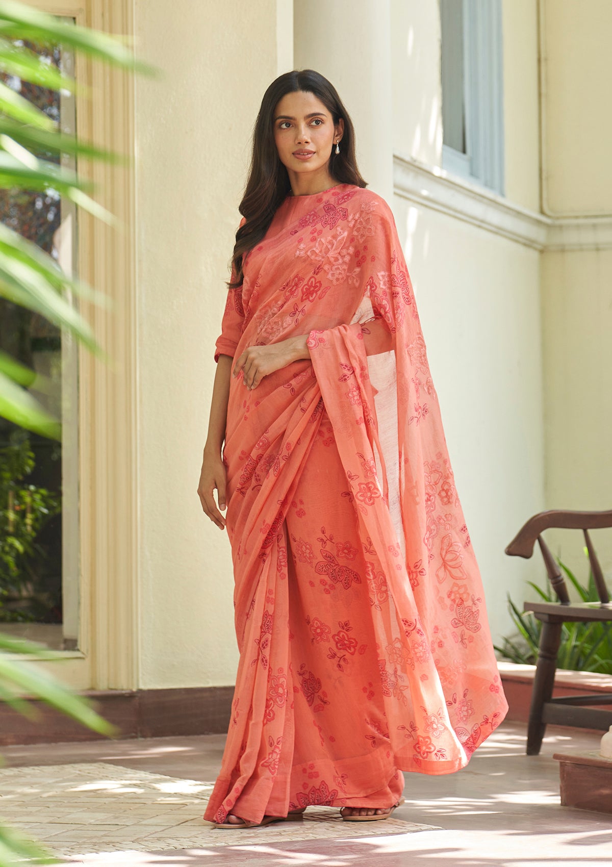 Hibiscus Floral Applique Saree