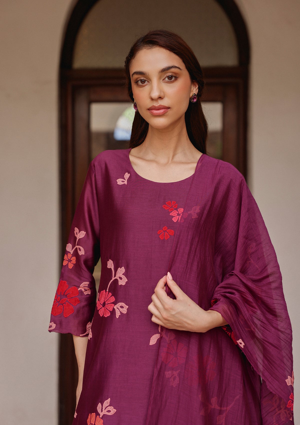 Amethyst Applique Floral Kurta Set
