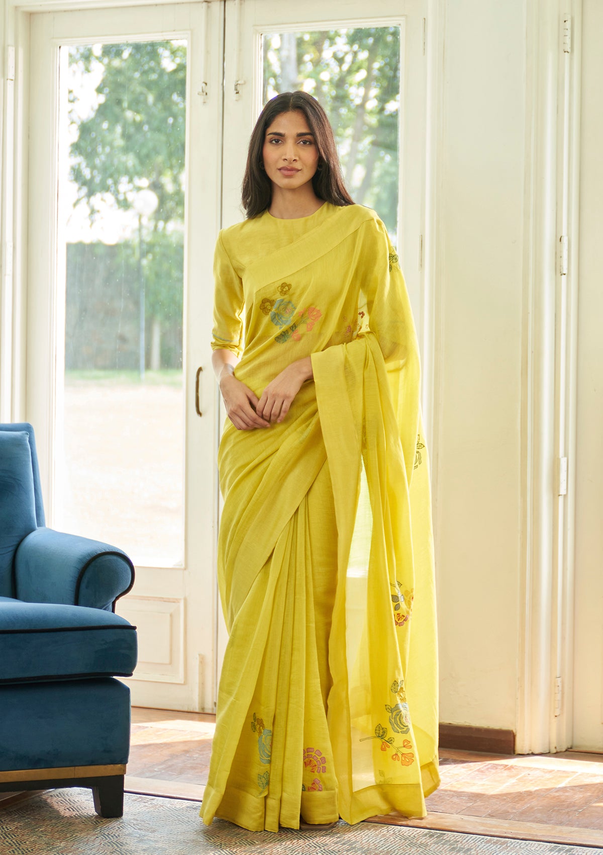 Daffodil Floral Applique Saree