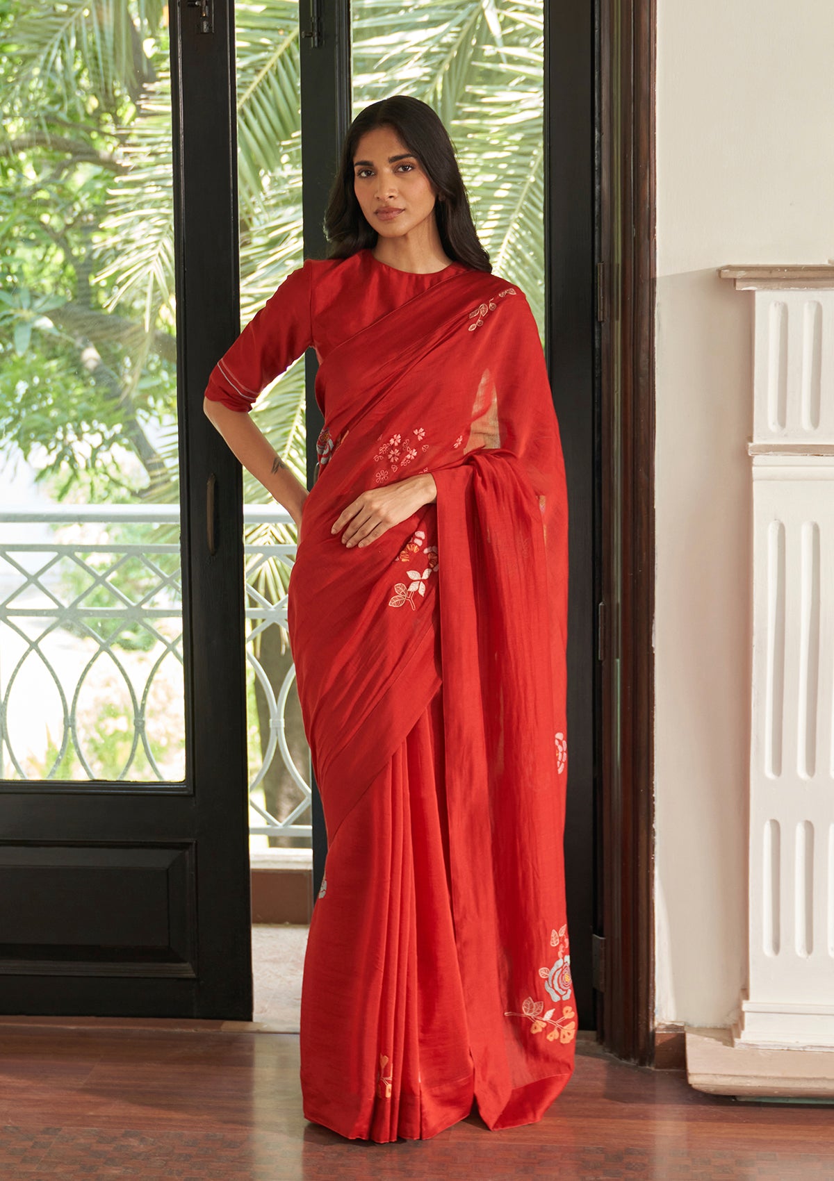 Poppy Embroidered Saree