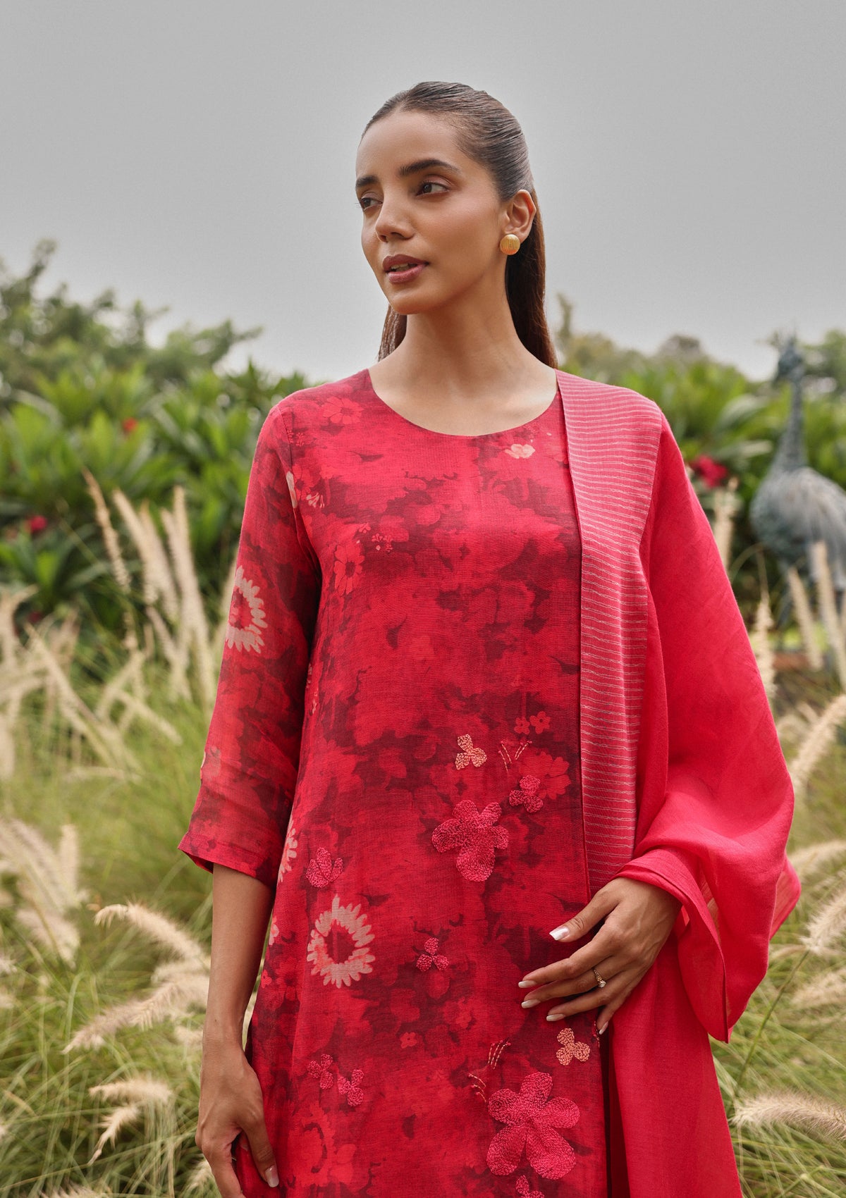 Rosewood Bloom Embroidered Kurta Set