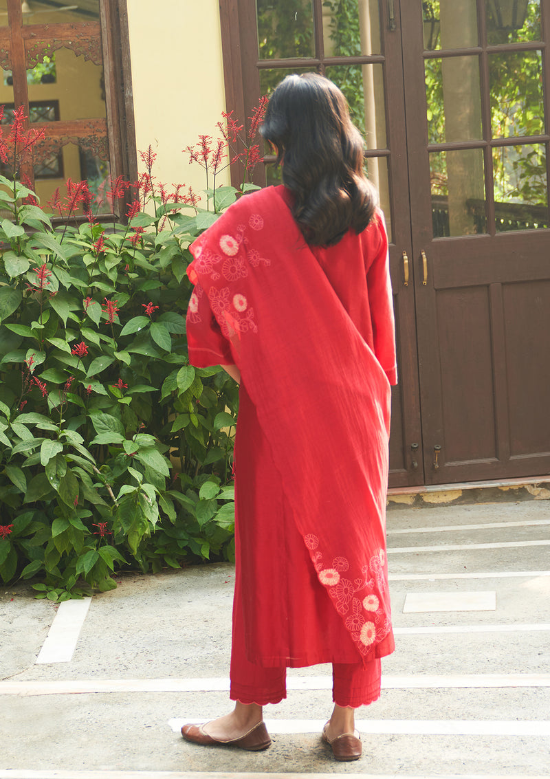 Crimson Embroidered Kurta Set