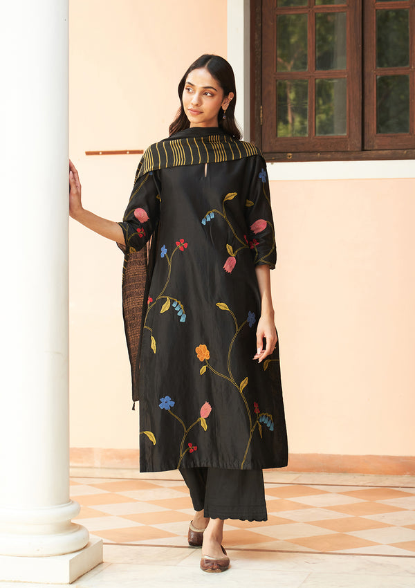 Coal Embroidered Kurta Set