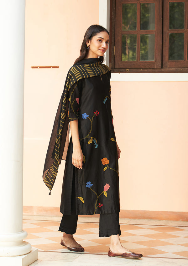 Coal Embroidered Kurta Set