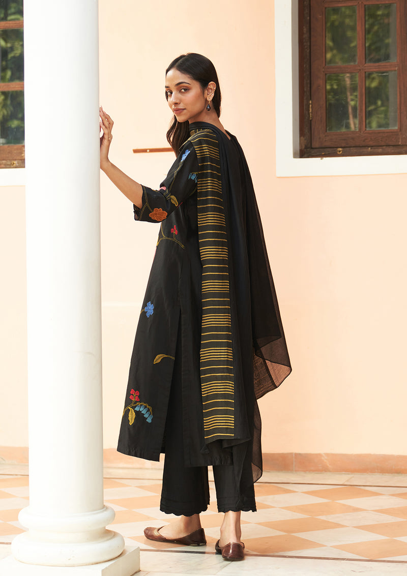 Coal Embroidered Kurta Set