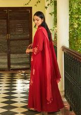 Crimson Applique Anarkali Set