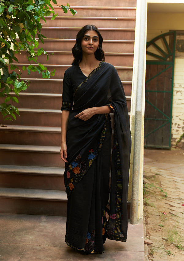 Coal Embroidered Saree