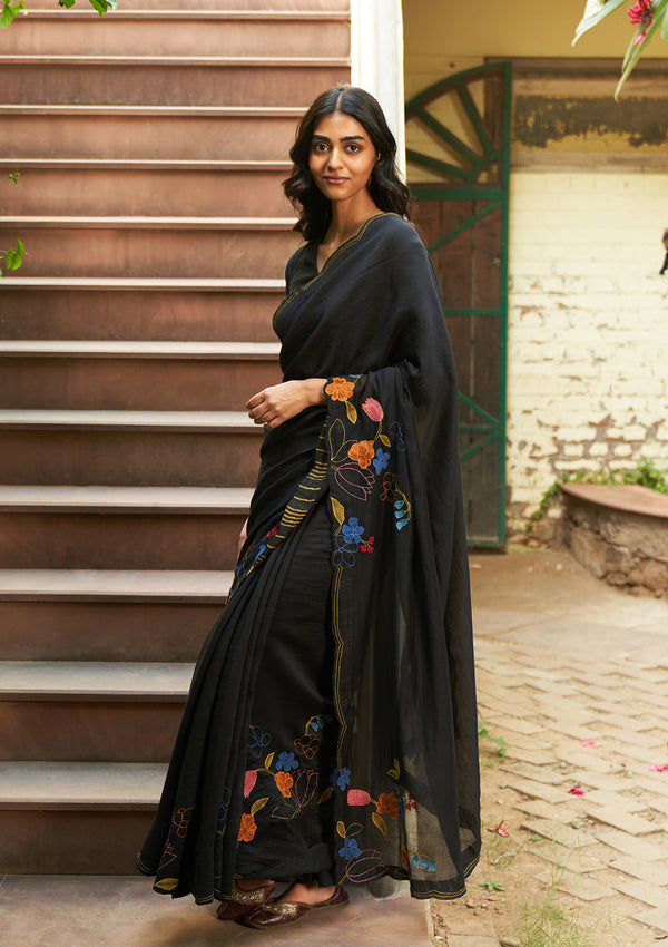 Coal Embroidered Saree