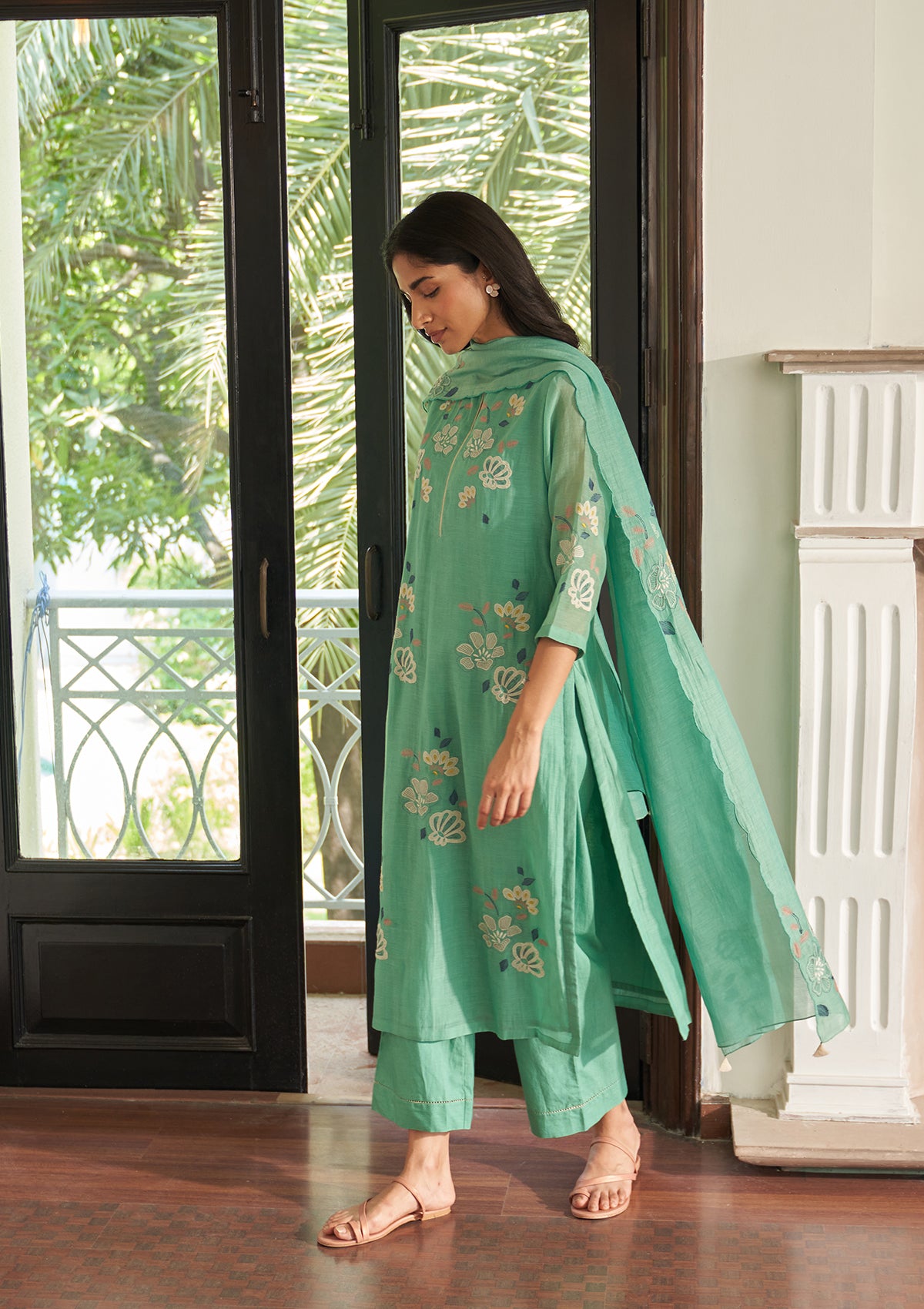 Mint Floral Kurta Set