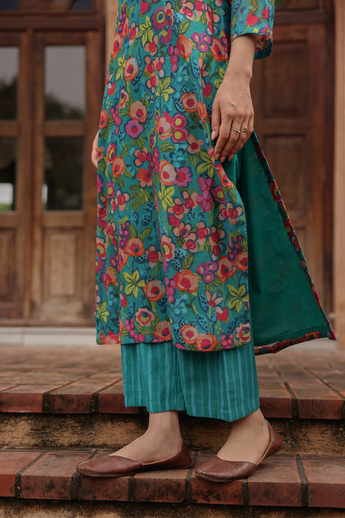 Teal Bloom Kurta Set