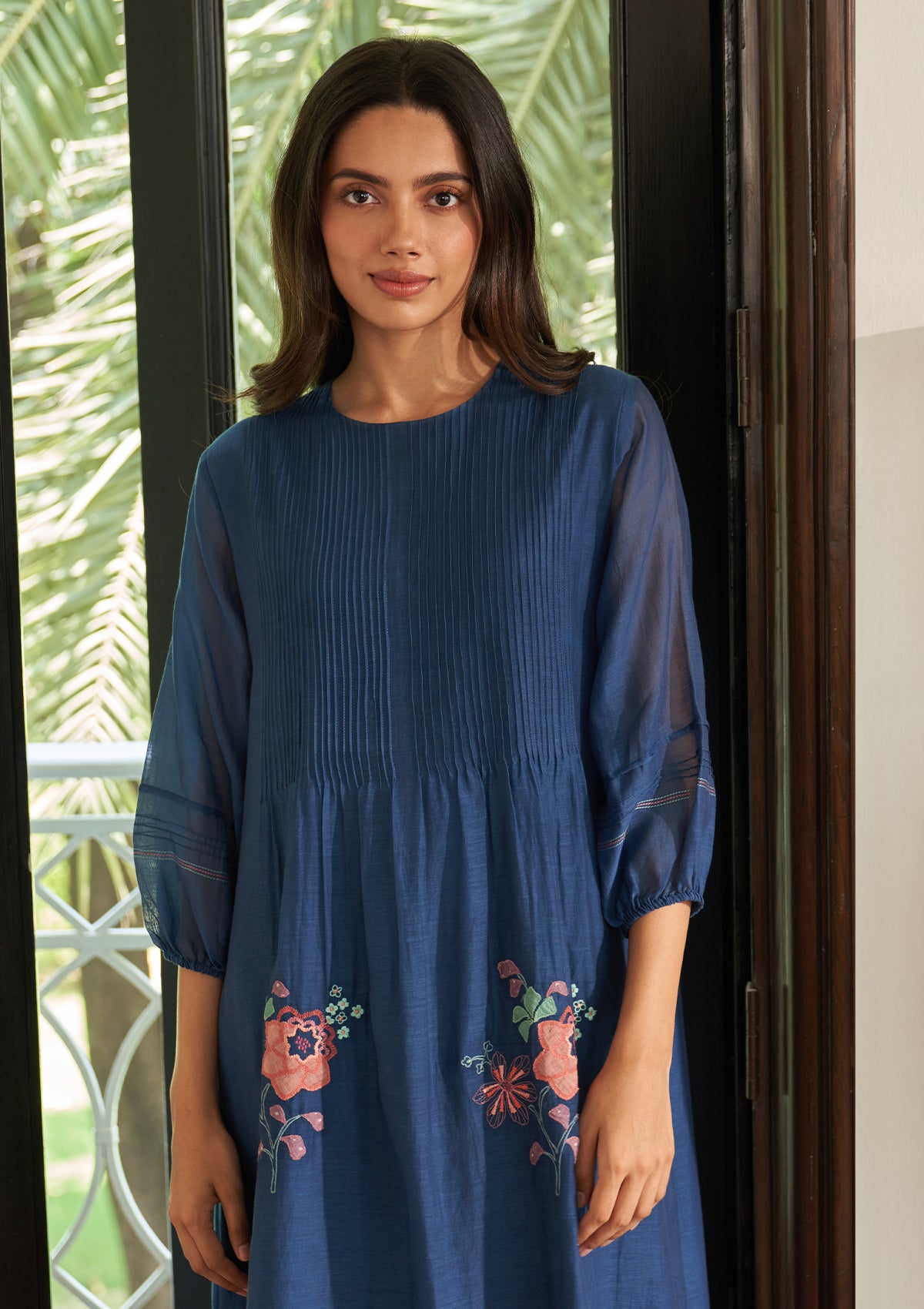 Ocean Blue Pintuck Dress