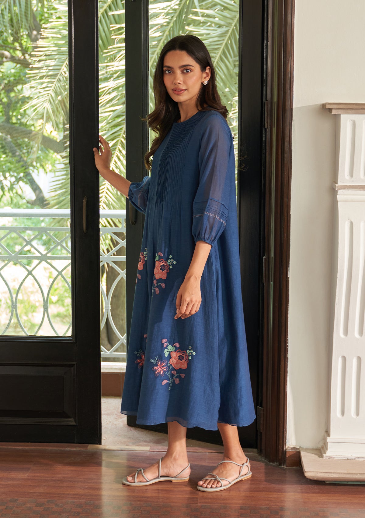 Ocean Blue Pintuck Dress
