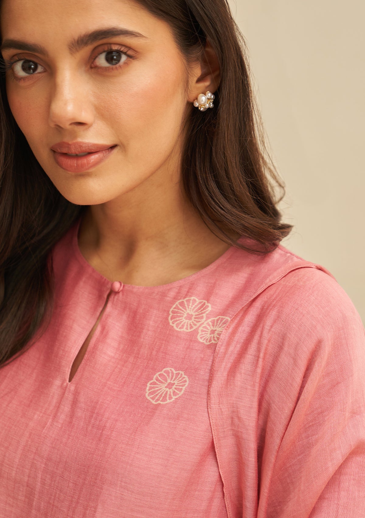 Peony Floral Applique Kurta Set