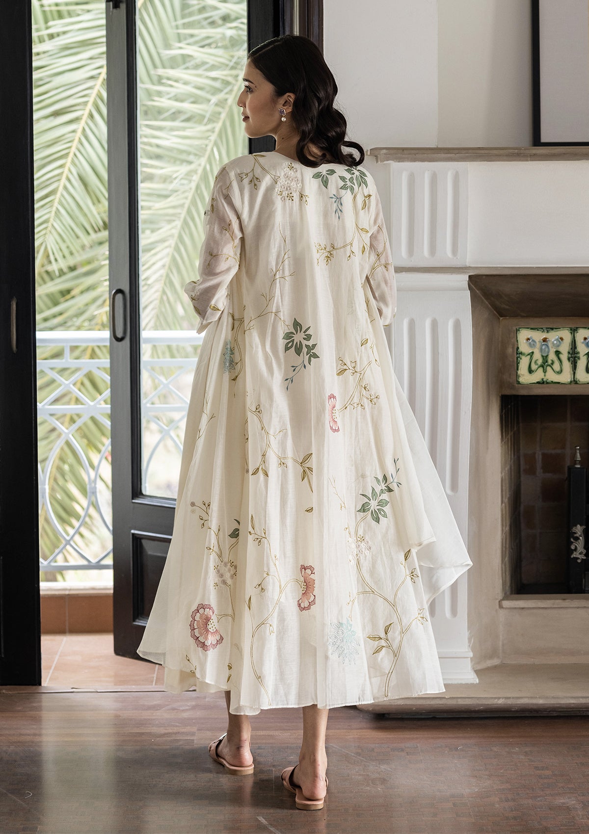 embroidered jacket dress Mint Green Tissue Gown With Embroidered Jacket