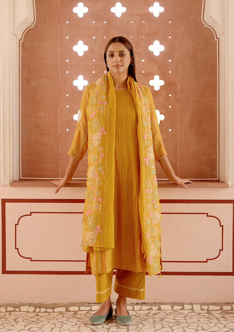 Ochre Floral Kurta Set