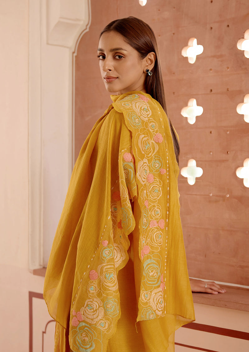 Ochre Floral Kurta Set