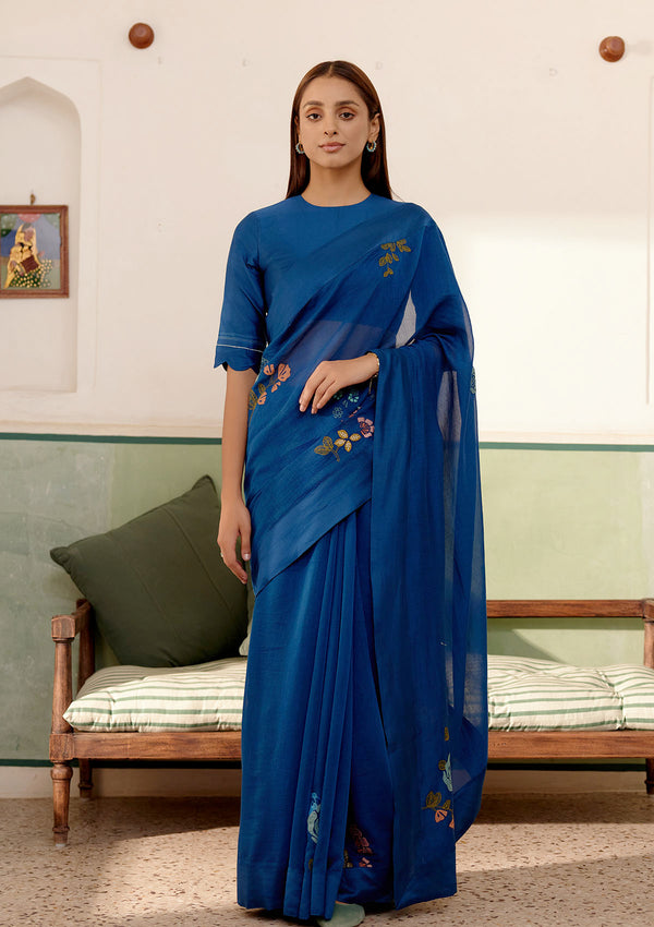 Sapphire Applique Saree