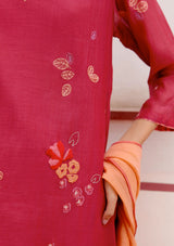 Berry Floral Anarkali Set