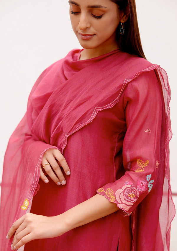 Berry Applique Kurta Set