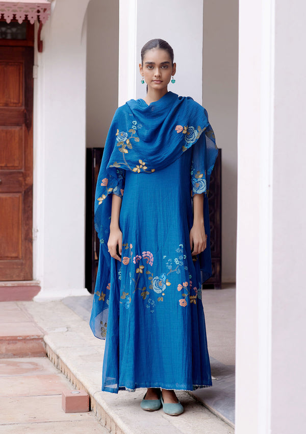 Sapphire Floral Anarkali Set