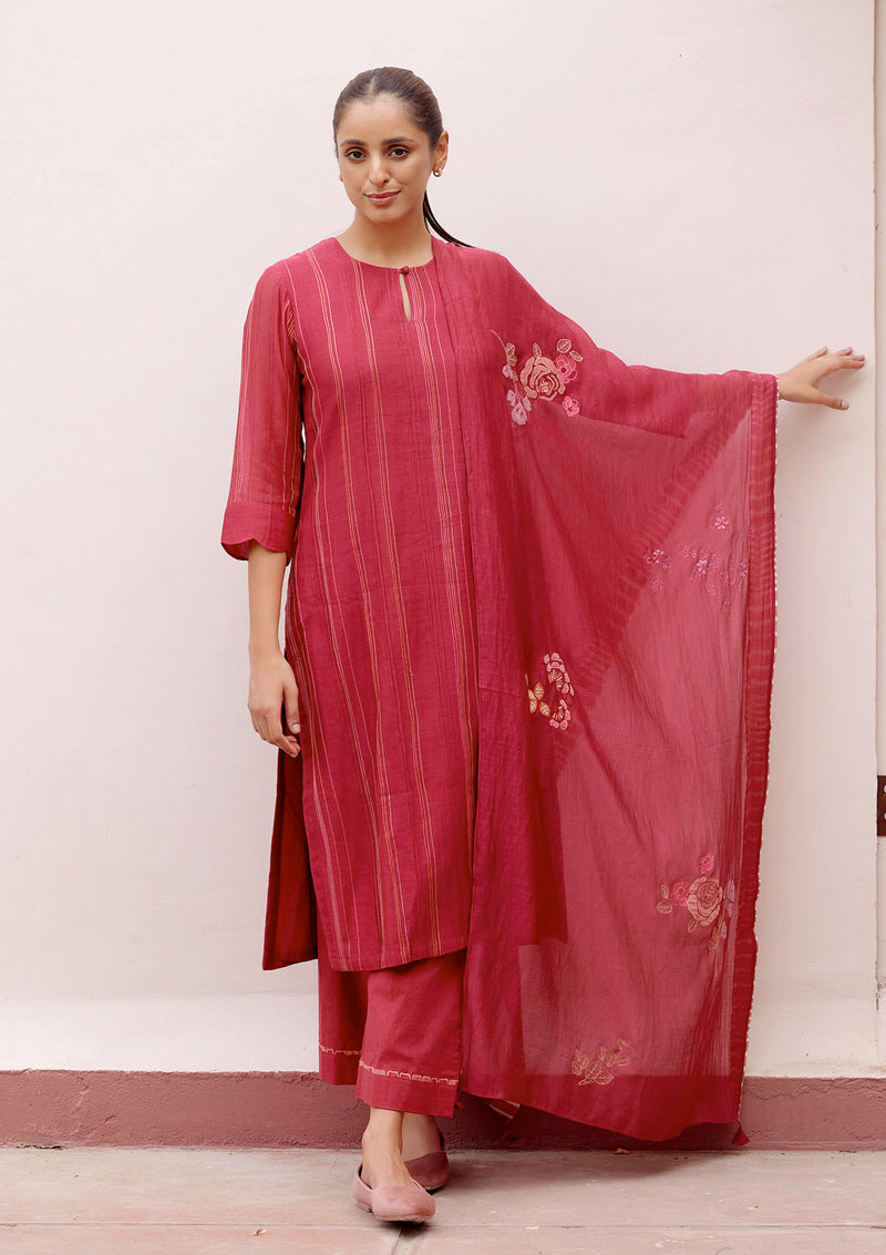 Berry Floral Kurta Set