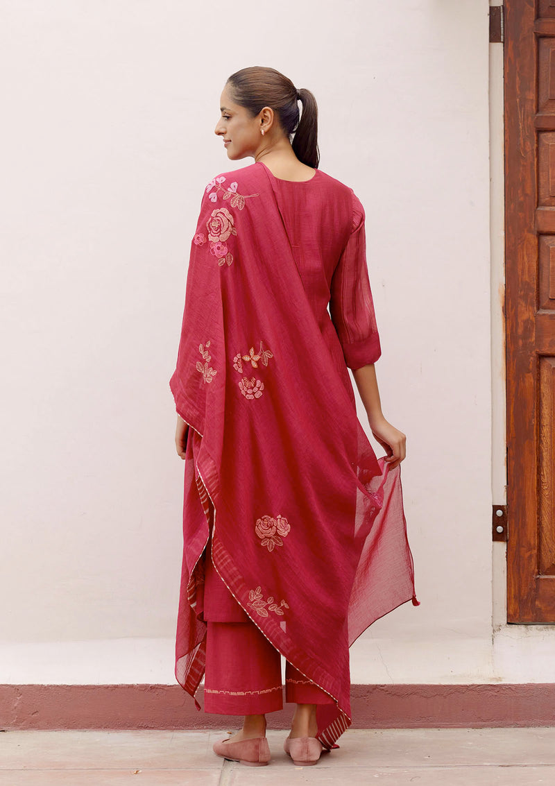 Berry Floral Kurta Set