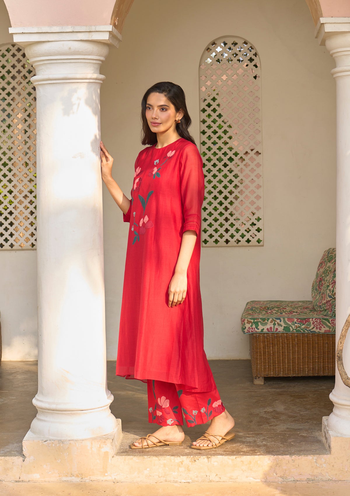 Cherry Red Applique Co-ord Set