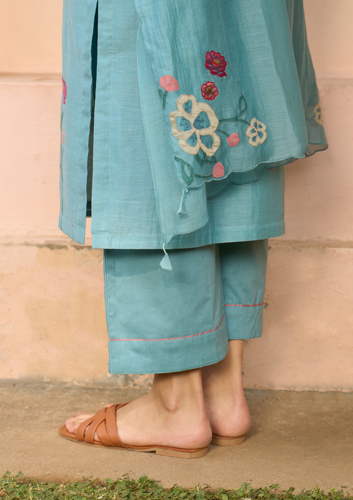 Powder Blue Applique Kurta Set