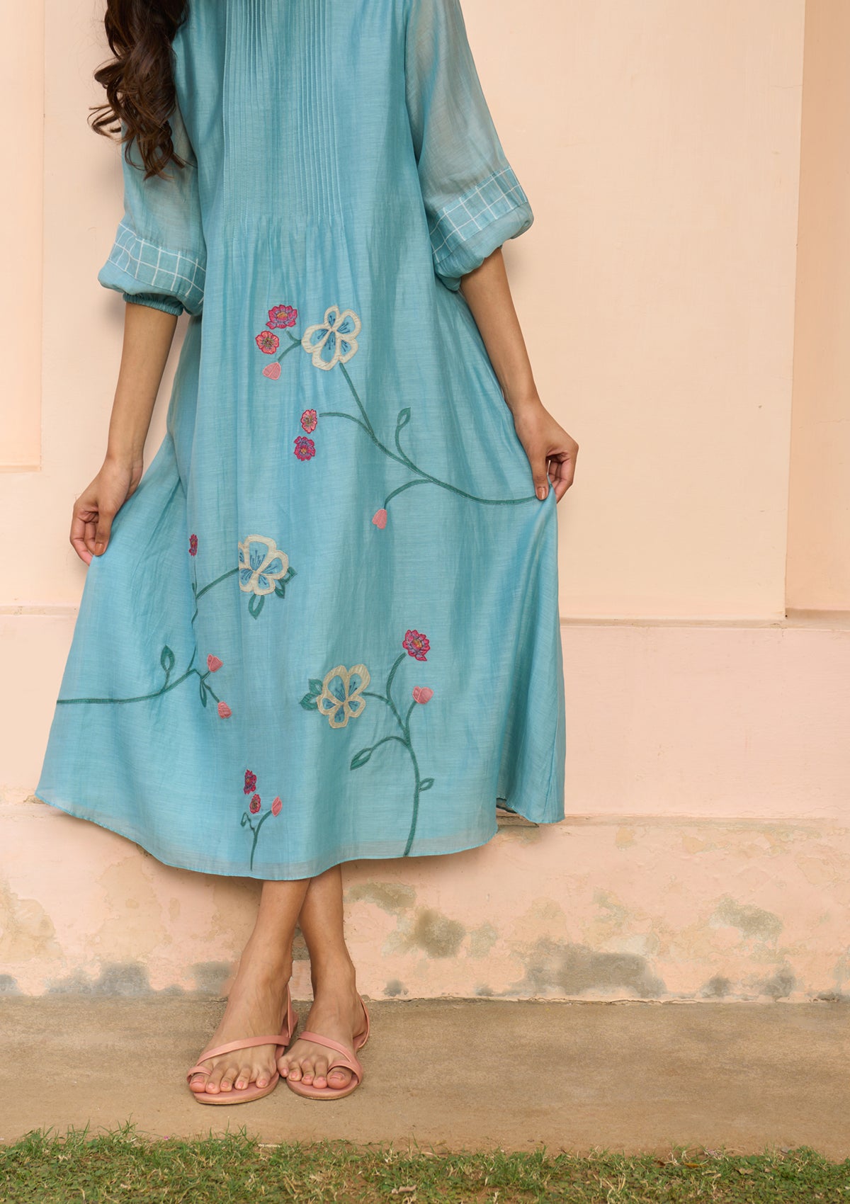 Powder Blue Applique Dress