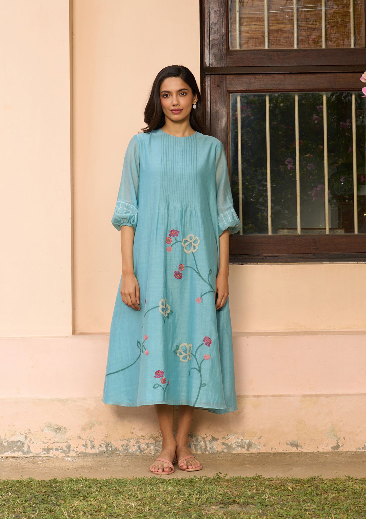 Powder Blue Applique Dress