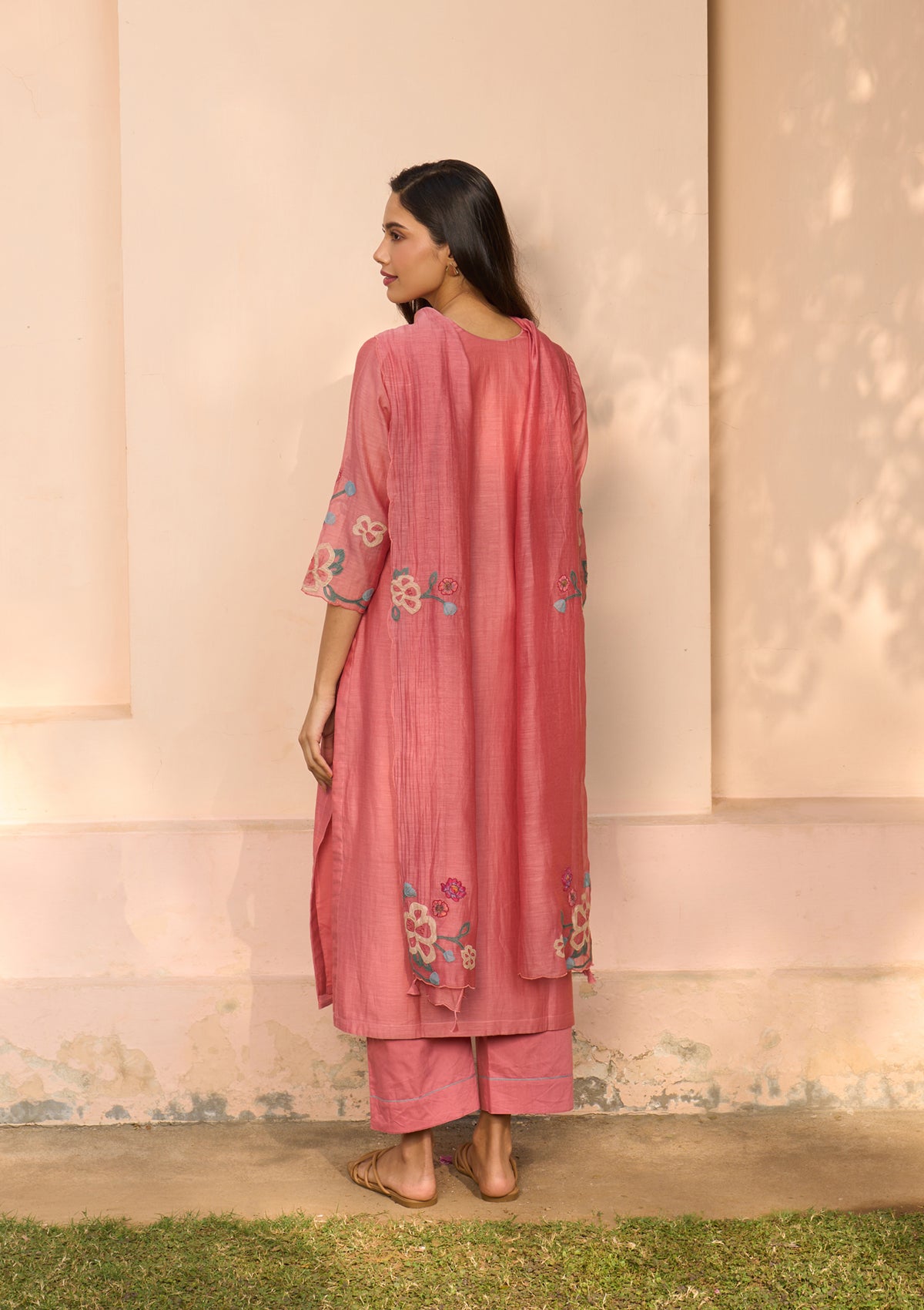 Hibiscus Applique Kurta Set