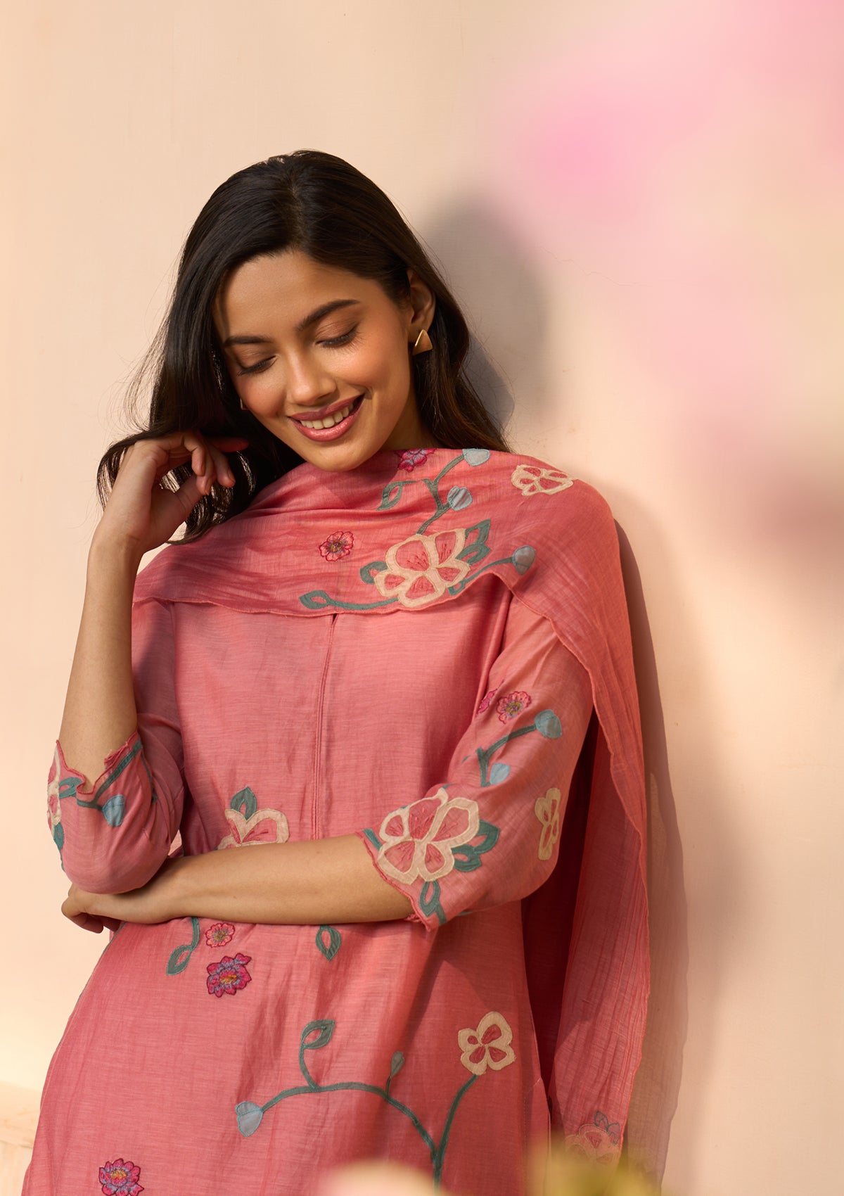 Hibiscus Applique Kurta Set