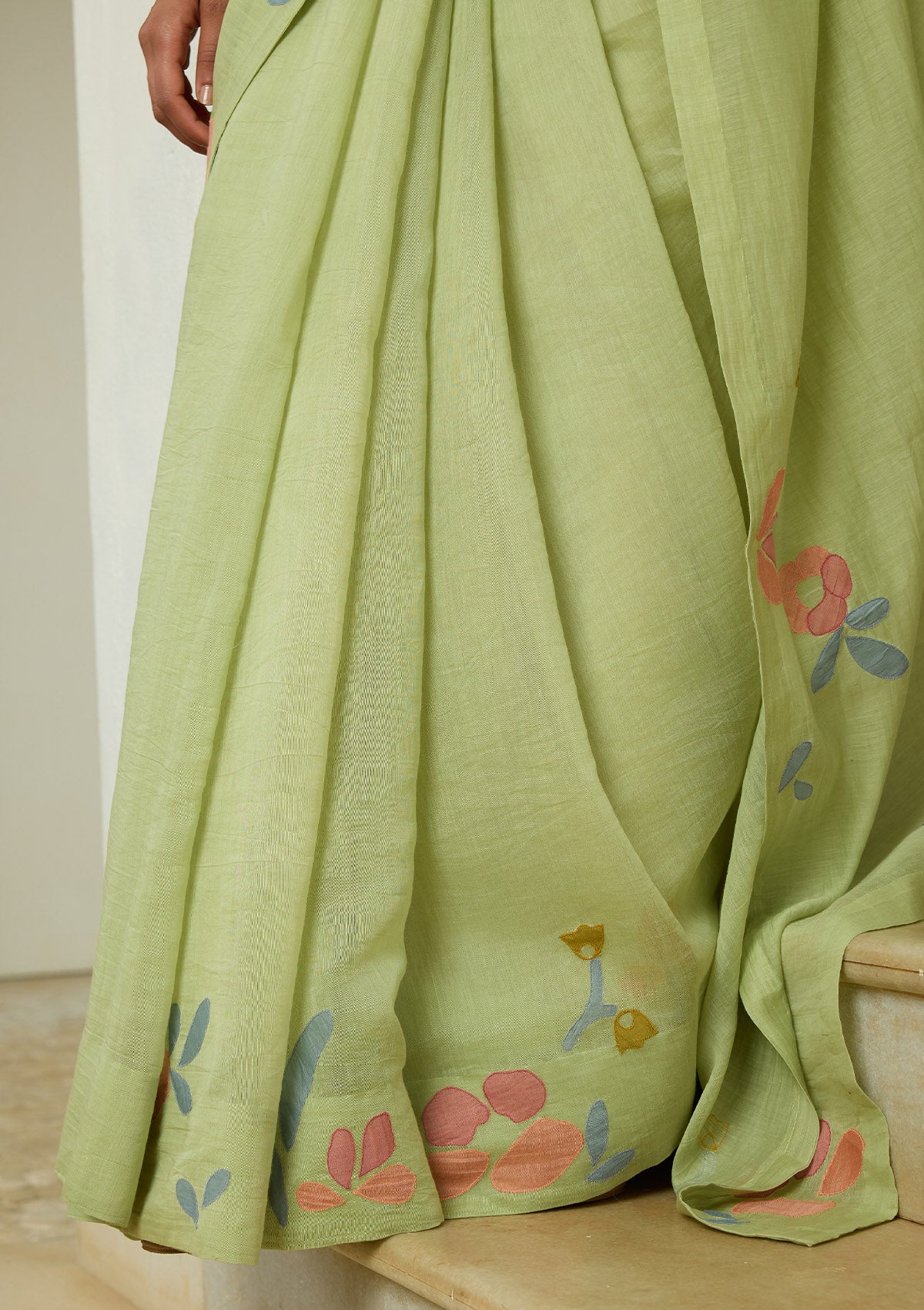 Lime Applique Saree