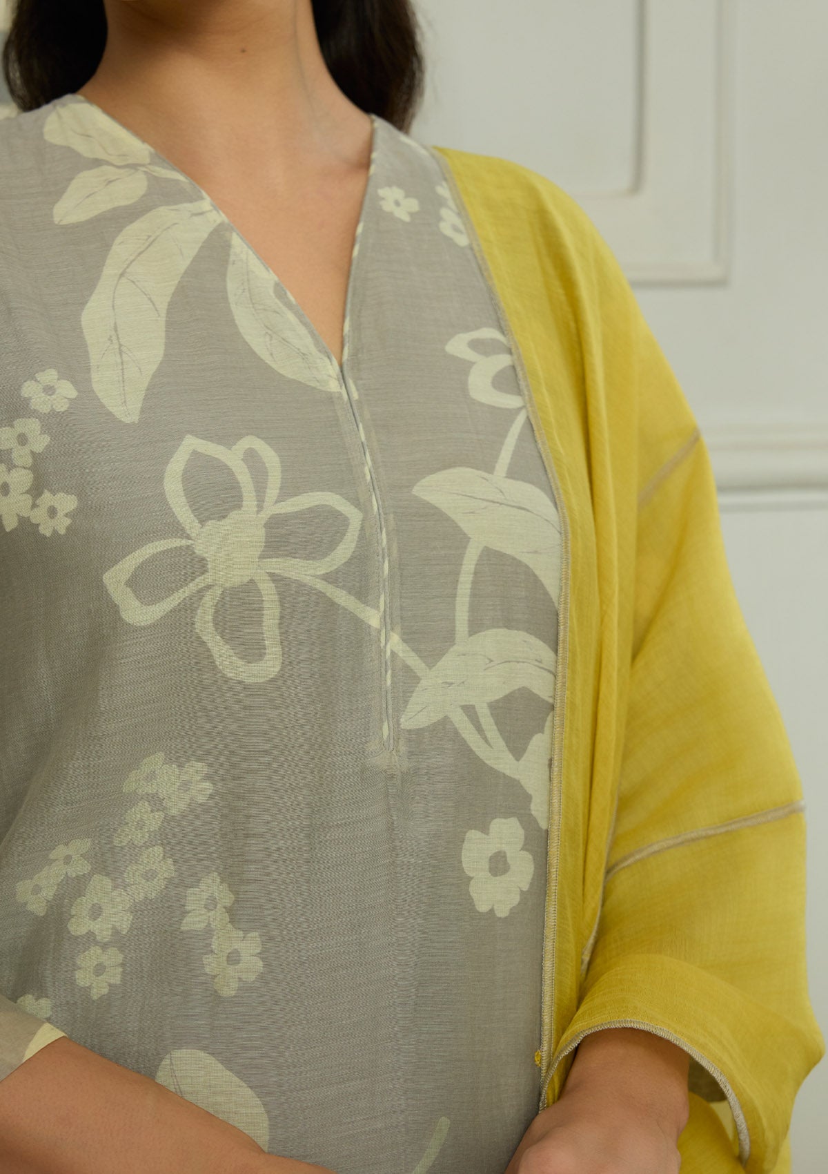 Slate Floral Embroidered Kurta Set
