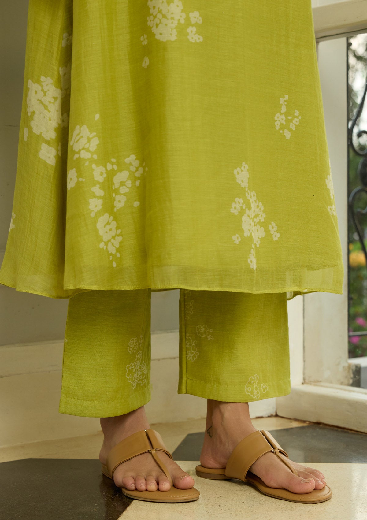 Lime Floral Embroidered Co-ord Set