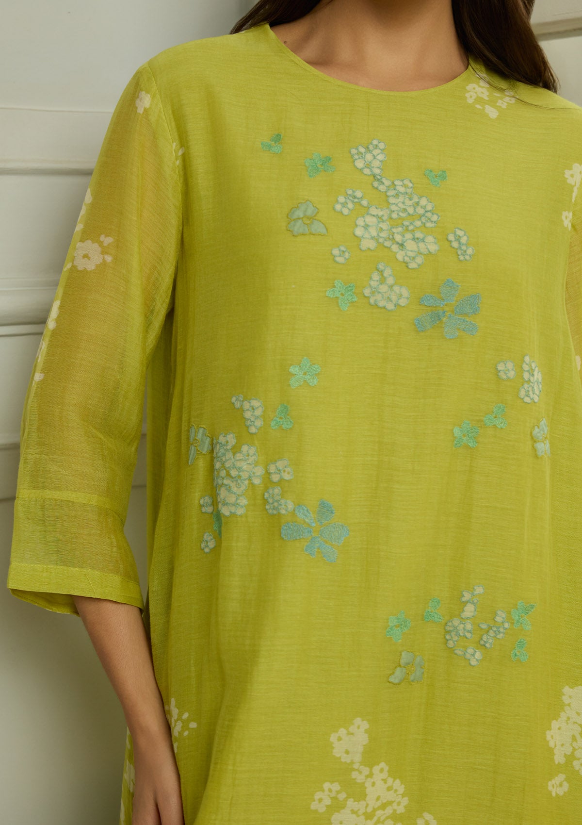 Lime Floral Embroidered Co-ord Set