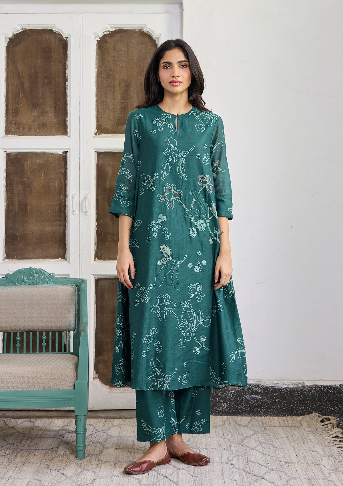 Emerald Thread Embroidered Co-ord Set