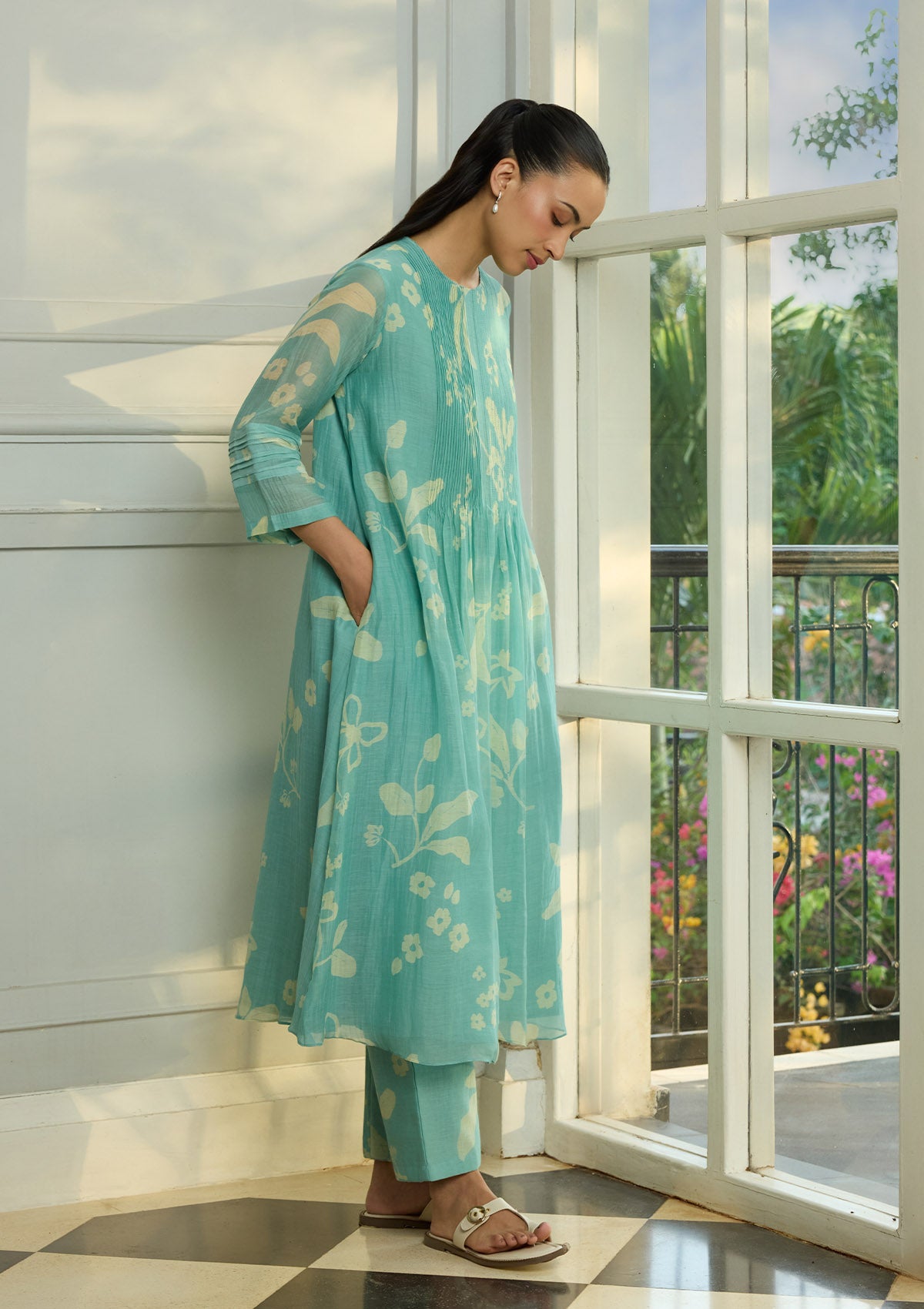 Aqua Pintuck Co-ord Set