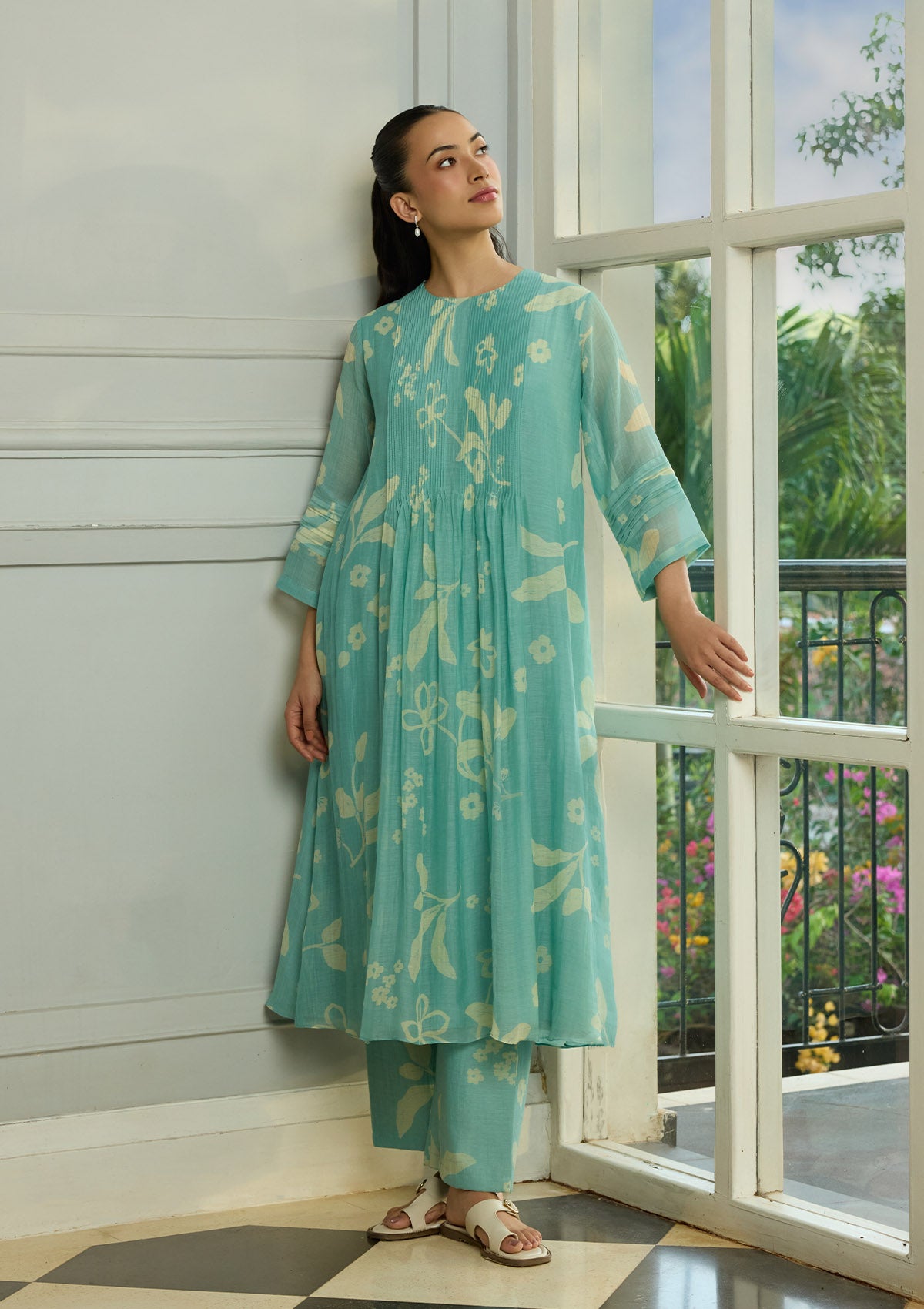 Aqua Pintuck Co-ord Set