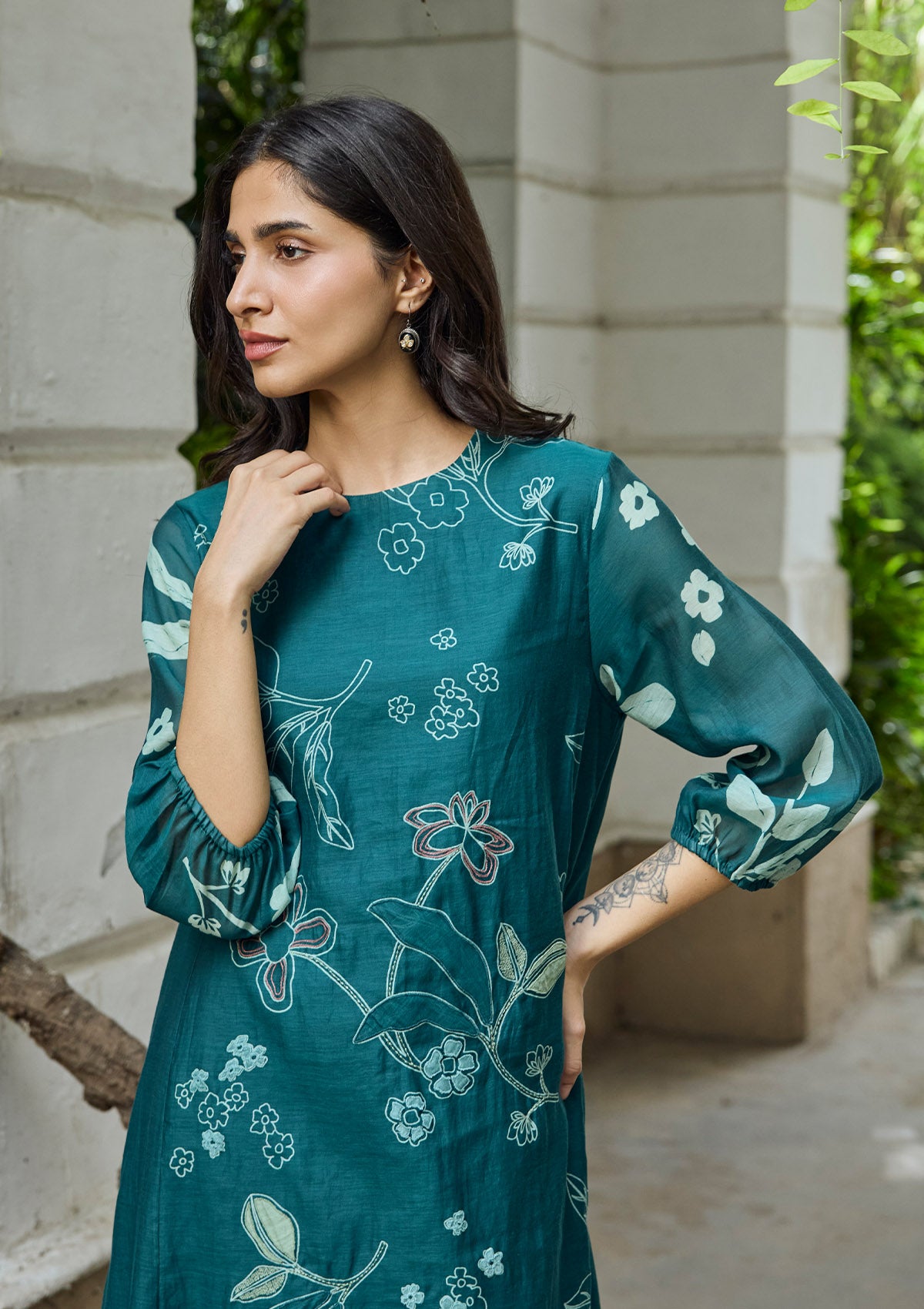 Emerald Thread Embroidered Dress